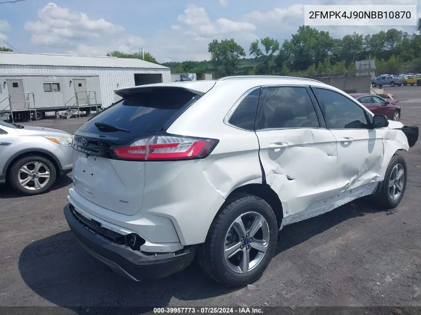 2022 Ford Edge Sel VIN: 2FMPK4J90NBB10870 Lot: 39957773