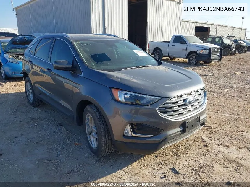 2FMPK4J92NBA66743 2022 Ford Edge Sel