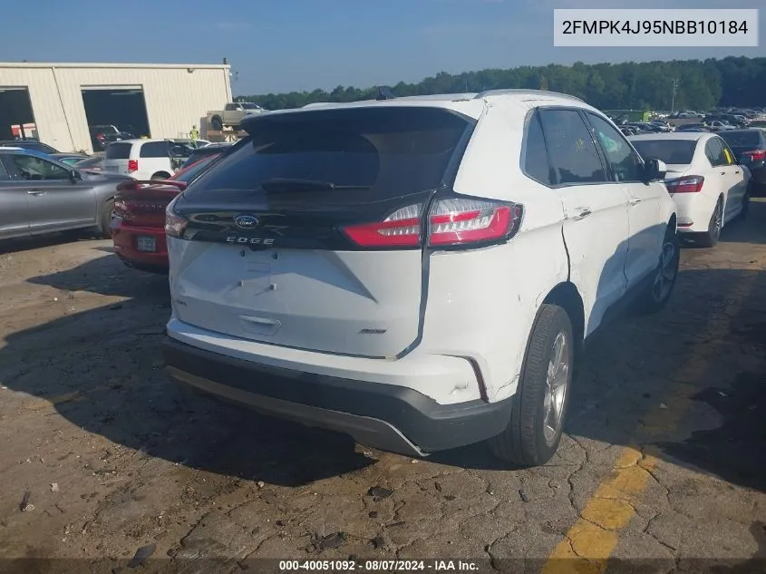 2022 Ford Edge Sel VIN: 2FMPK4J95NBB10184 Lot: 40051092