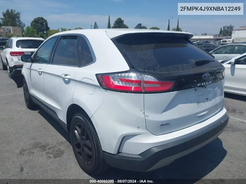 2022 Ford Edge Sel VIN: 2FMPK4J9XNBA12249 Lot: 40060203