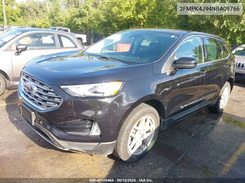 2022 Ford Edge Sel VIN: 2FMPK4J94NBA09766 Lot: 40100464