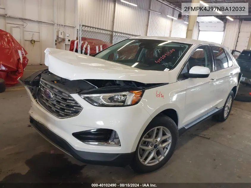 2022 Ford Edge Sel VIN: 2FMPK4J97NBA12032 Lot: 40102490