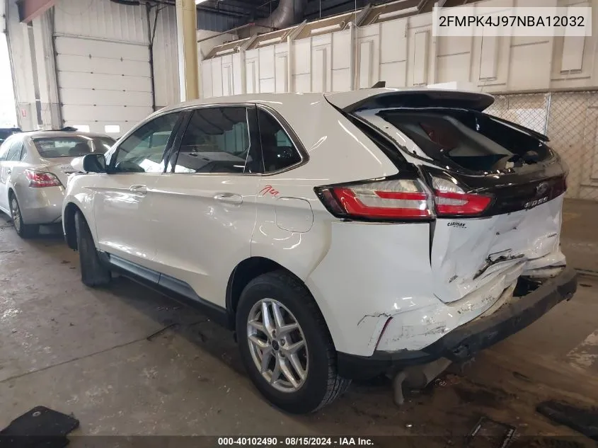 2022 Ford Edge Sel VIN: 2FMPK4J97NBA12032 Lot: 40102490