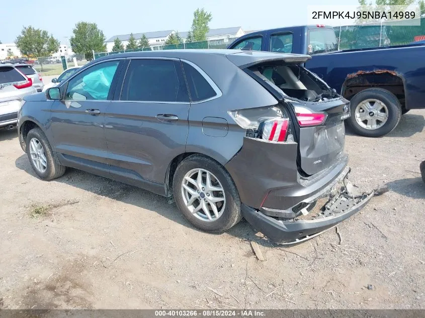 2022 Ford Edge Sel VIN: 2FMPK4J95NBA14989 Lot: 40103266