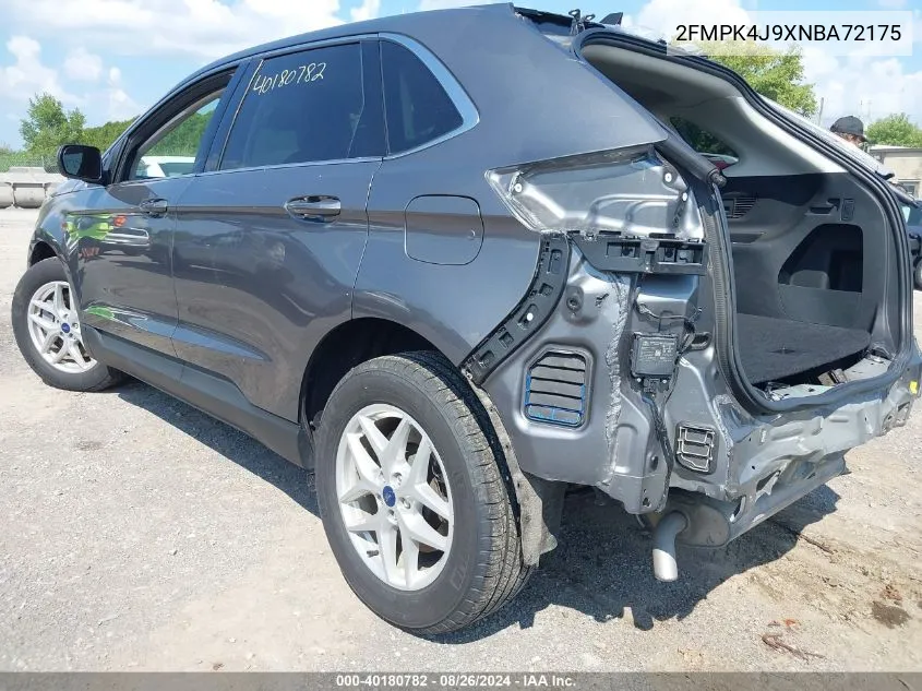 2022 Ford Edge Sel VIN: 2FMPK4J9XNBA72175 Lot: 40180782