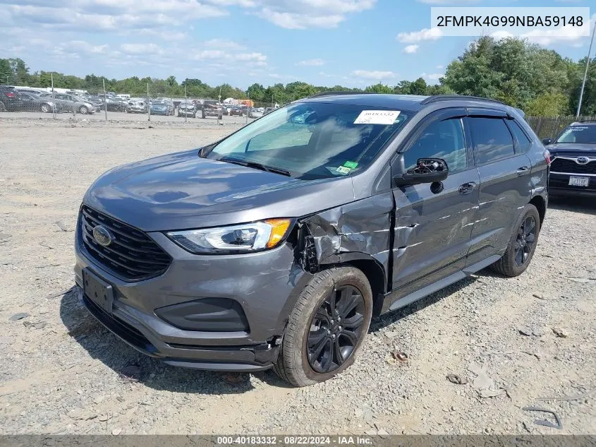 2022 Ford Edge Se VIN: 2FMPK4G99NBA59148 Lot: 40183332