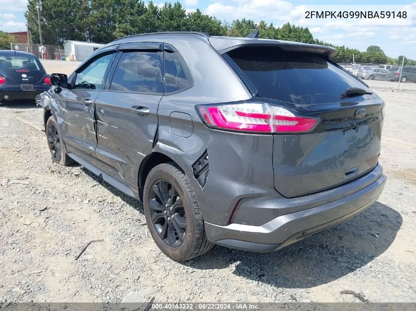 2022 Ford Edge Se VIN: 2FMPK4G99NBA59148 Lot: 40183332