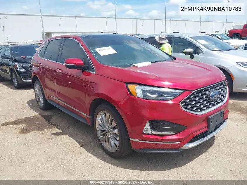 2022 Ford Edge Titanium VIN: 2FMPK4K90NBA10783 Lot: 40216949