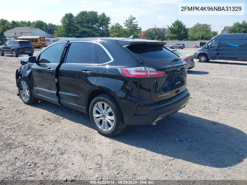 2022 Ford Edge Titanium VIN: 2FMPK4K96NBA31329 Lot: 40223019