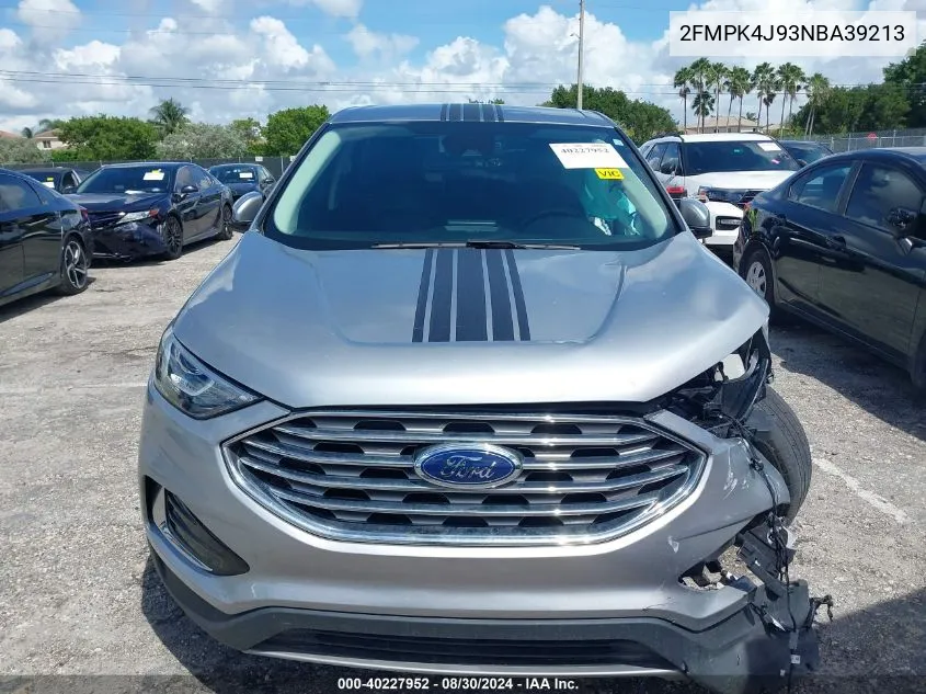 2022 Ford Edge Sel VIN: 2FMPK4J93NBA39213 Lot: 40227952