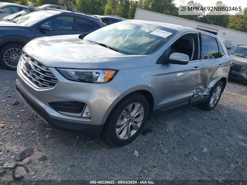 2022 Ford Edge Titanium VIN: 2FMPK4K92NBB03465 Lot: 40236622