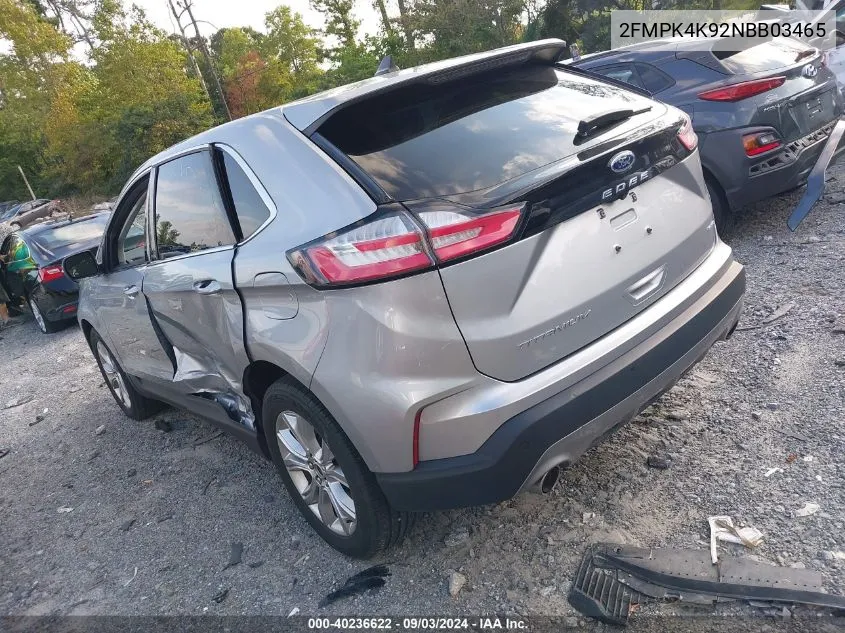 2022 Ford Edge Titanium VIN: 2FMPK4K92NBB03465 Lot: 40236622