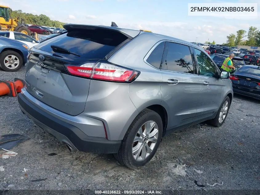 2022 Ford Edge Titanium VIN: 2FMPK4K92NBB03465 Lot: 40236622