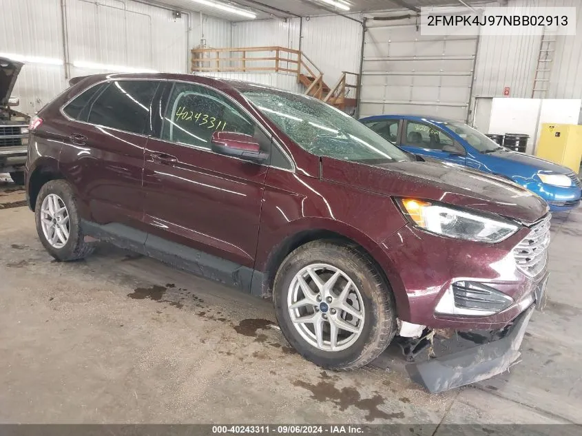 2022 Ford Edge Sel VIN: 2FMPK4J97NBB02913 Lot: 40243311