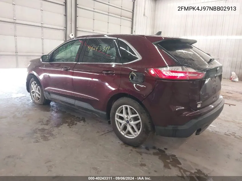 2022 Ford Edge Sel VIN: 2FMPK4J97NBB02913 Lot: 40243311