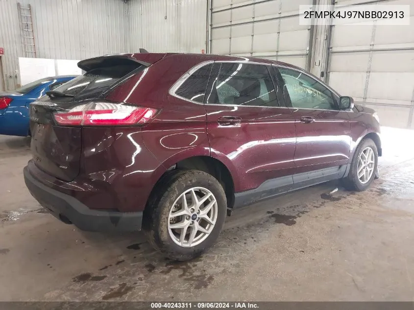 2022 Ford Edge Sel VIN: 2FMPK4J97NBB02913 Lot: 40243311