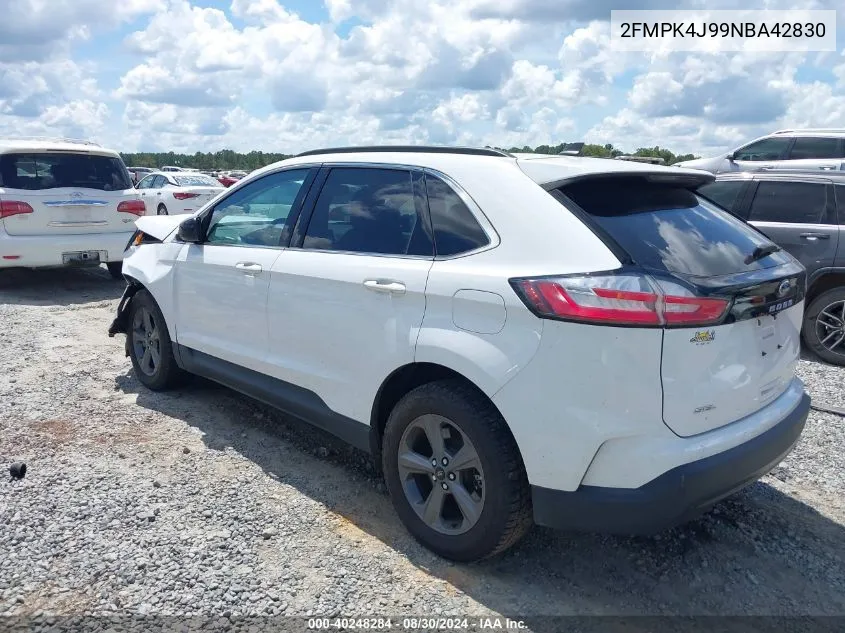 2022 Ford Edge Sel VIN: 2FMPK4J99NBA42830 Lot: 40248284