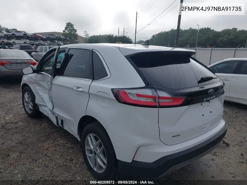 2022 Ford Edge Sel VIN: 2FMPK4J97NBA91735 Lot: 40259572