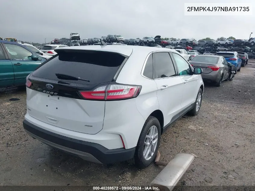 2022 Ford Edge Sel VIN: 2FMPK4J97NBA91735 Lot: 40259572