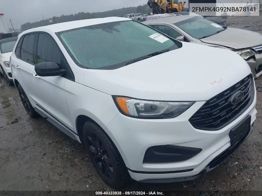 2022 Ford Edge Se VIN: 2FMPK4G92NBA78141 Lot: 40333938