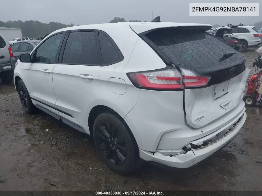 2022 Ford Edge Se VIN: 2FMPK4G92NBA78141 Lot: 40333938