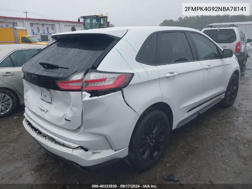 2022 Ford Edge Se VIN: 2FMPK4G92NBA78141 Lot: 40333938