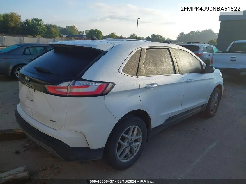 2022 Ford Edge Sel VIN: 2FMPK4J90NBA51822 Lot: 40356437