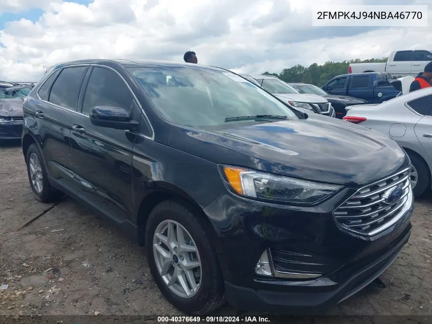 2022 Ford Edge Sel VIN: 2FMPK4J94NBA46770 Lot: 40376649