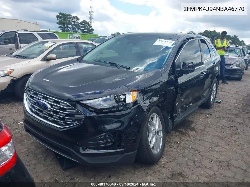 2022 Ford Edge Sel VIN: 2FMPK4J94NBA46770 Lot: 40376649