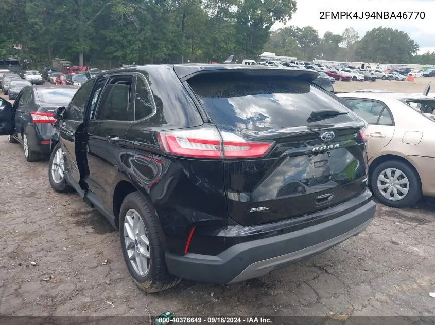 2022 Ford Edge Sel VIN: 2FMPK4J94NBA46770 Lot: 40376649