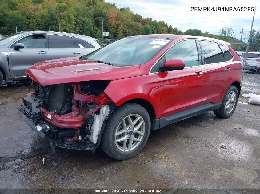 2022 Ford Edge Sel VIN: 2FMPK4J94NBA65285 Lot: 40387428