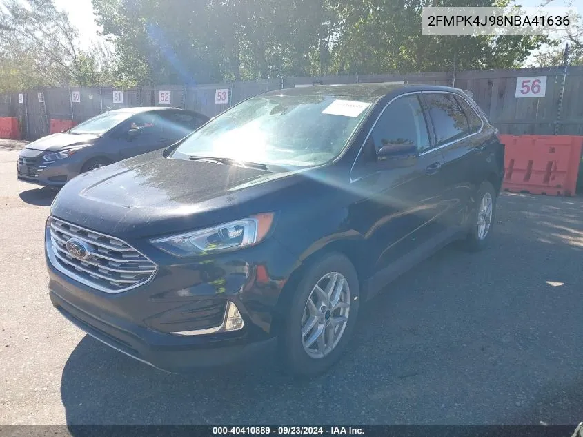 2022 Ford Edge Sel VIN: 2FMPK4J98NBA41636 Lot: 40410889