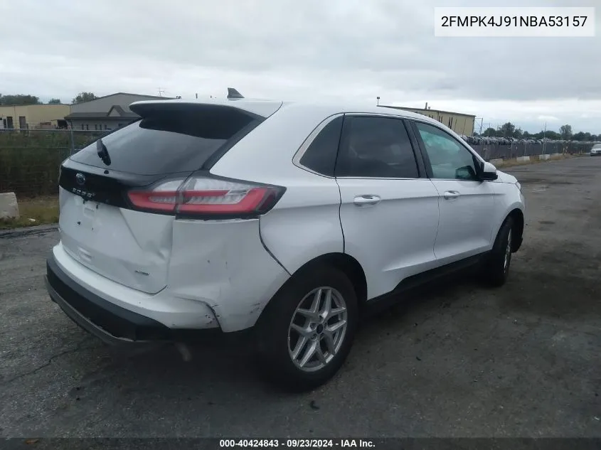 2022 Ford Edge Sel VIN: 2FMPK4J91NBA53157 Lot: 40424843