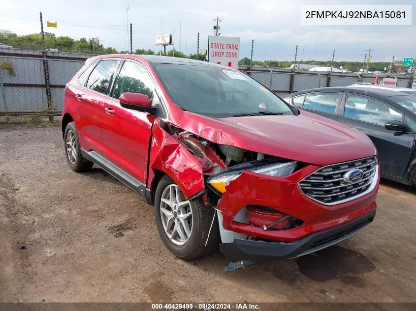 2022 Ford Edge Sel VIN: 2FMPK4J92NBA15081 Lot: 40429499