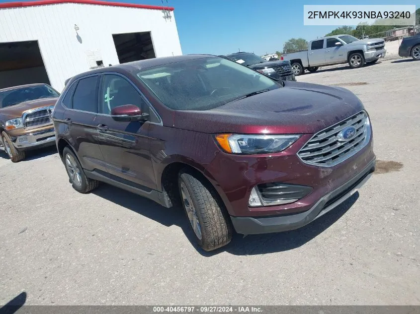 2022 Ford Edge Titanium VIN: 2FMPK4K93NBA93240 Lot: 40456797