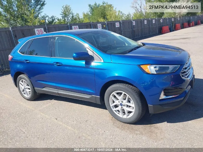 2022 Ford Edge Sel VIN: 2FMPK4J94NBA94513 Lot: 40473317