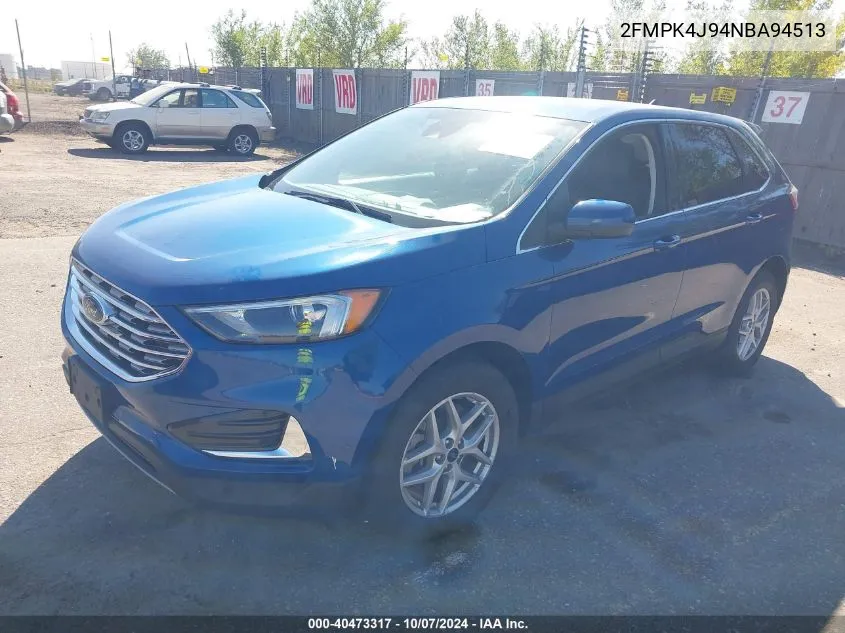 2022 Ford Edge Sel VIN: 2FMPK4J94NBA94513 Lot: 40473317