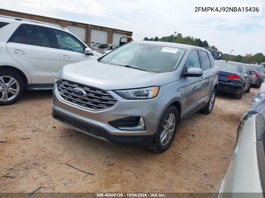 2022 Ford Edge Sel VIN: 2FMPK4J92NBA15436 Lot: 40500129