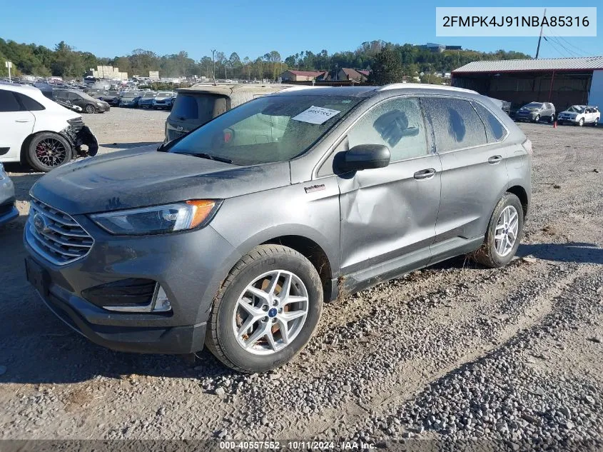 2022 Ford Edge Sel VIN: 2FMPK4J91NBA85316 Lot: 40557552