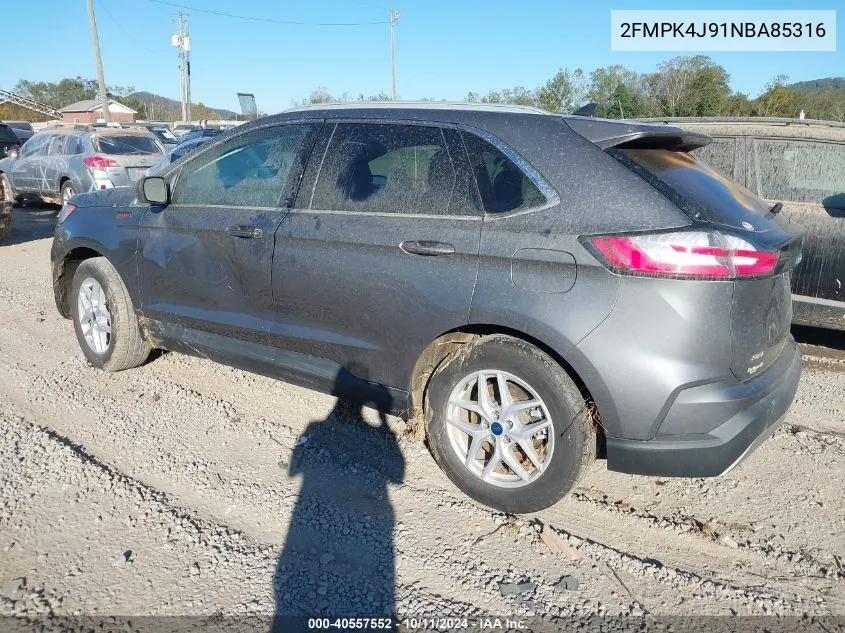 2022 Ford Edge Sel VIN: 2FMPK4J91NBA85316 Lot: 40557552