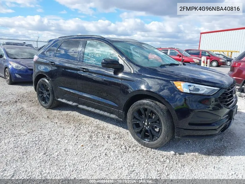 2022 Ford Edge Se VIN: 2FMPK4G96NBA40816 Lot: 40594498