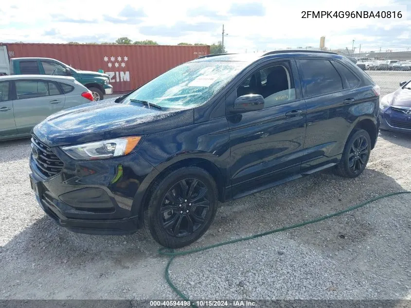 2022 Ford Edge Se VIN: 2FMPK4G96NBA40816 Lot: 40594498