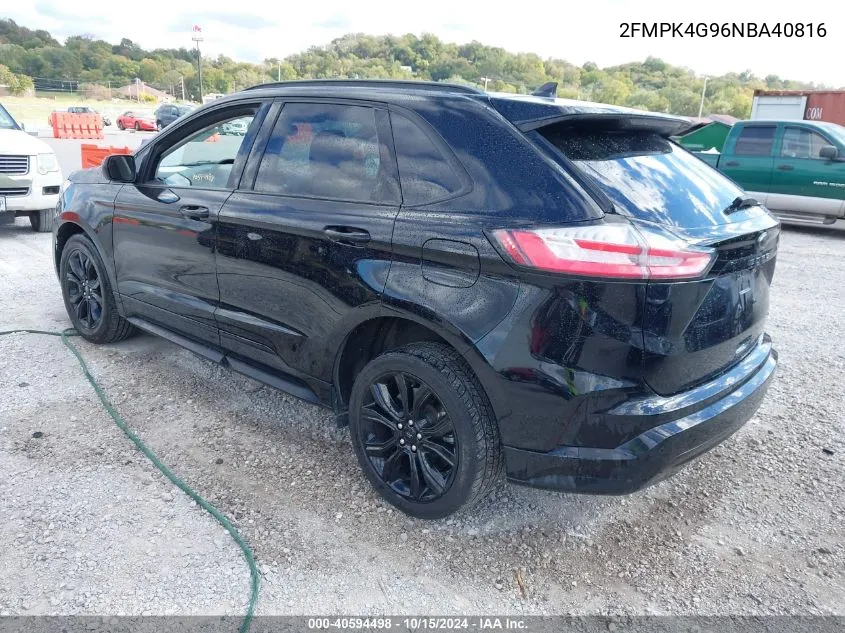 2022 Ford Edge Se VIN: 2FMPK4G96NBA40816 Lot: 40594498