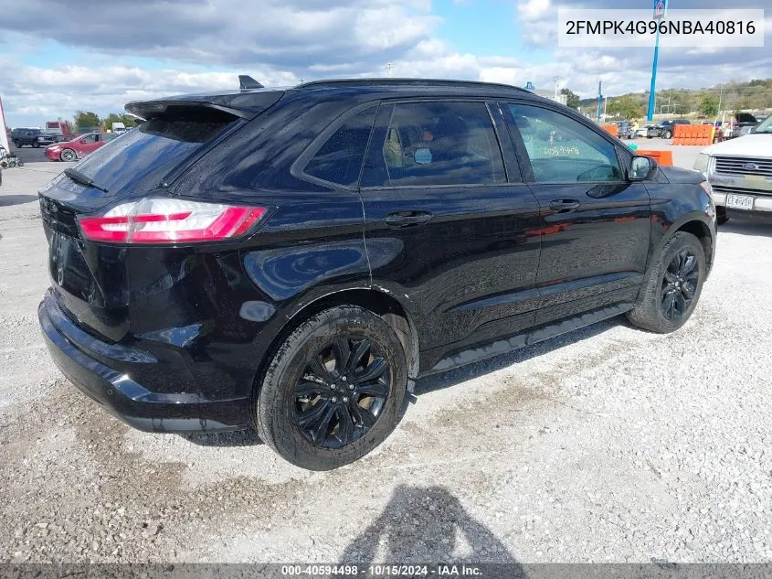 2022 Ford Edge Se VIN: 2FMPK4G96NBA40816 Lot: 40594498