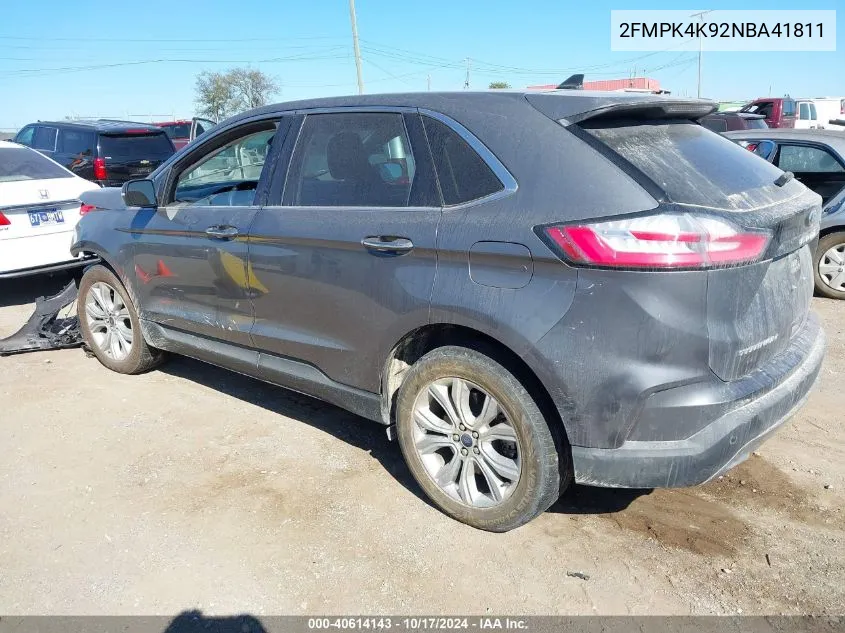 2022 Ford Edge Titanium VIN: 2FMPK4K92NBA41811 Lot: 40614143