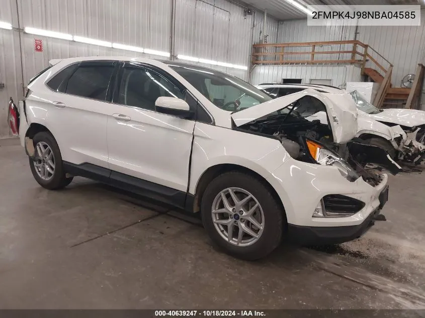 2022 Ford Edge Sel VIN: 2FMPK4J98NBA04585 Lot: 40639247