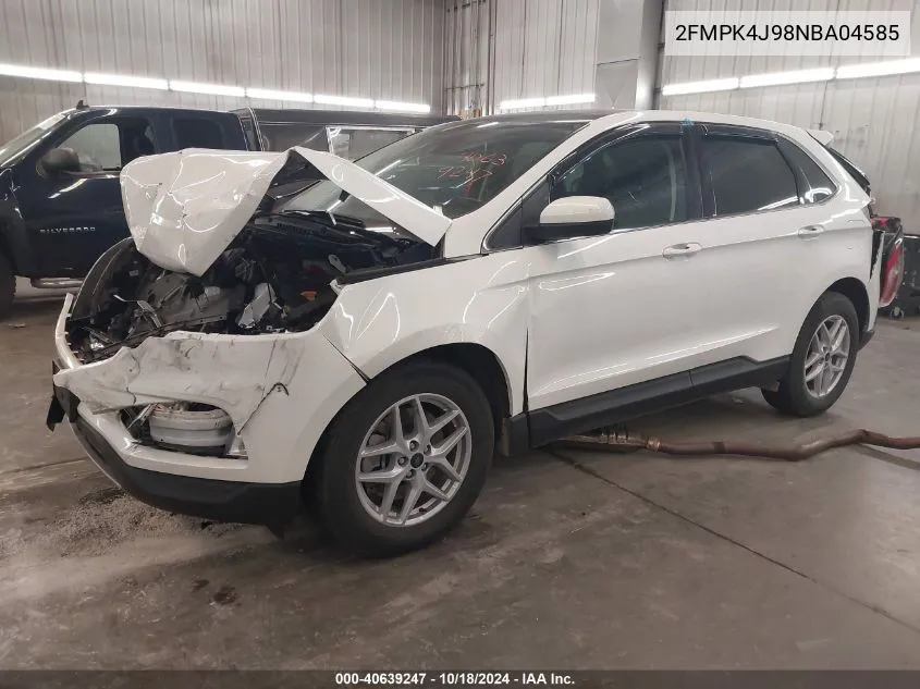 2022 Ford Edge Sel VIN: 2FMPK4J98NBA04585 Lot: 40639247