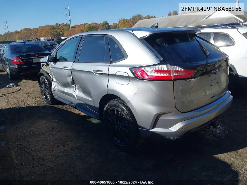 2022 Ford Edge St-Line VIN: 2FMPK4J91NBA58956 Lot: 40651665