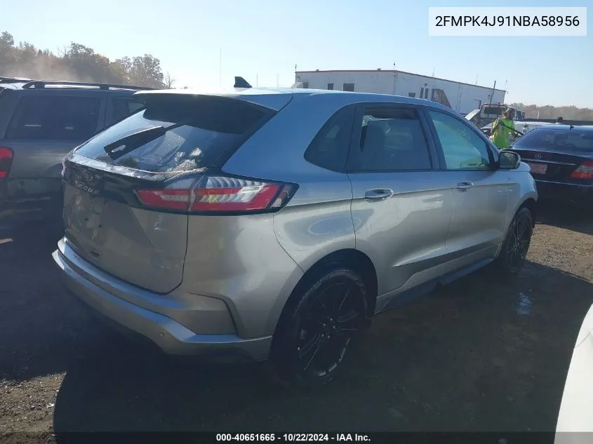 2022 Ford Edge St-Line VIN: 2FMPK4J91NBA58956 Lot: 40651665