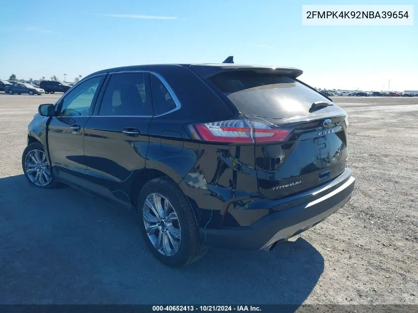 2022 Ford Edge Titanium VIN: 2FMPK4K92NBA39654 Lot: 40652413